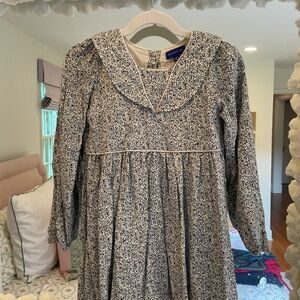 Black and White Bishop Sleeve Sundress with Peter Pan Collar